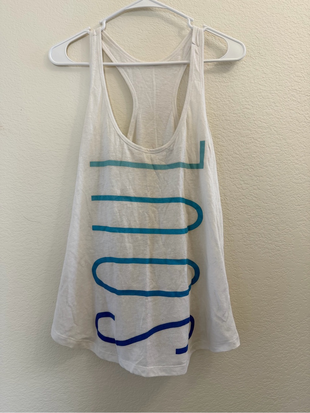 White Racerback Tank with Teal-to-Navy Gradient SOUL Graphic